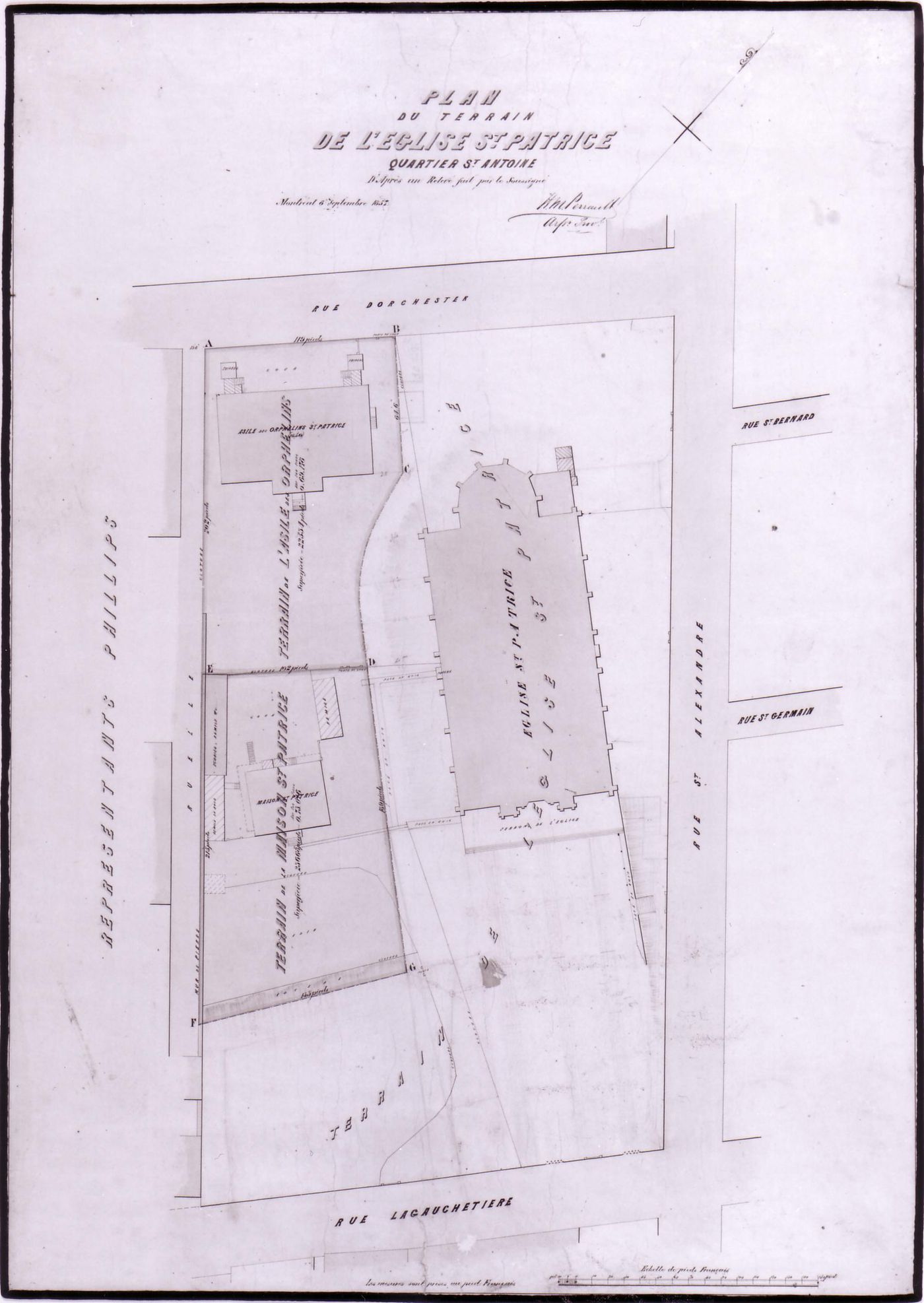 Site plan of St. Patrick's Church, Montréal
