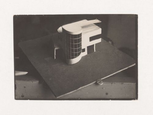 Photographs of a student model and drawings on the topic "Exercise on Finding Mass and Weight. Exhibition Pavilion" for the "Space" course at the Vkhutein (Moscow Higher Technical Institute), Moscow