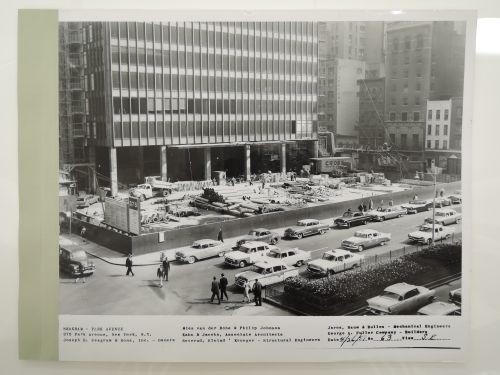Seagram building under construction, 375 Park avenue, New York, N.Y., south-east view