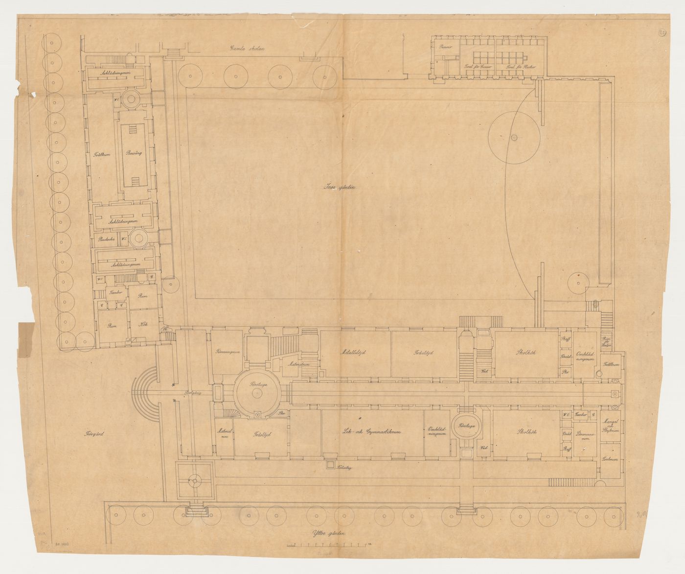 Ground floor plan for Karl Johansskolan, Göteborg, Sweden