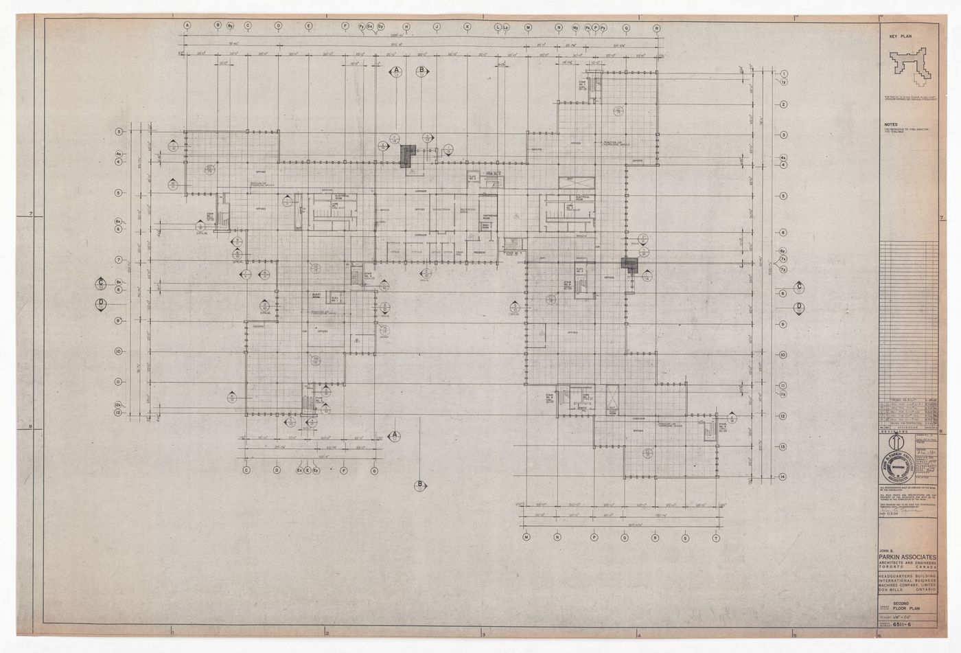 Second floor plan for IBM Headquarters Building, North York, Ontario