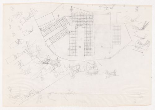 Sketch plan and perspectives for Escola Pré-primária e Primária, Alcoi, Spain