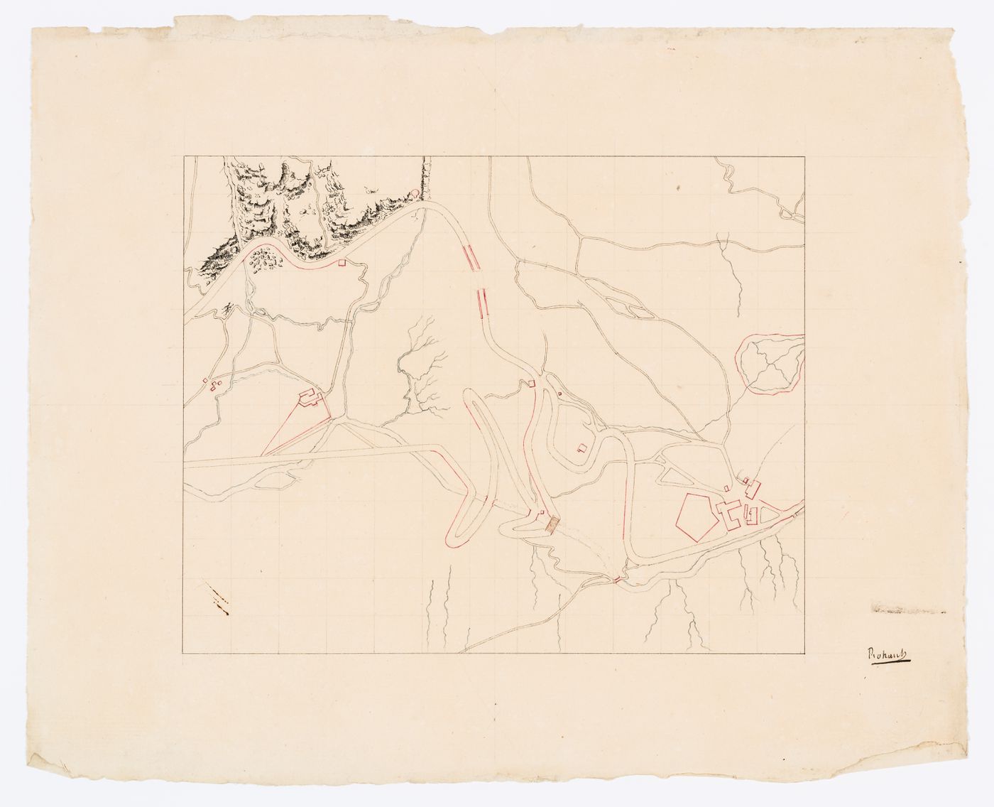 Draughted copy of the print "PLAN TOPOGRAPHIQUE / d'une partie / DU MONT-CENIS"