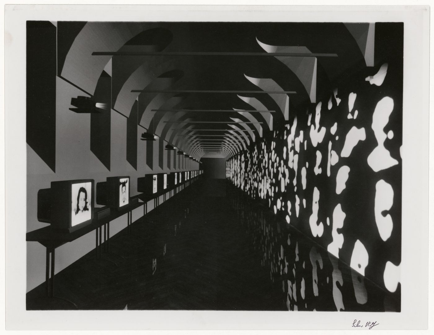 Computer generated view of "Luci Bianche", a 1995 installation at the Refettorio delle Stelline, Milan, Italy