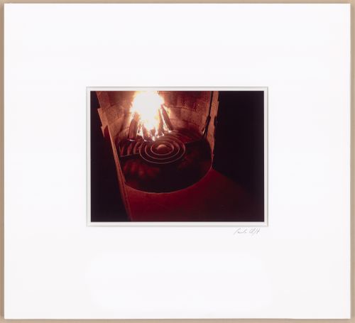 Fireplace with fire, from the series The David and Gladys Wright House