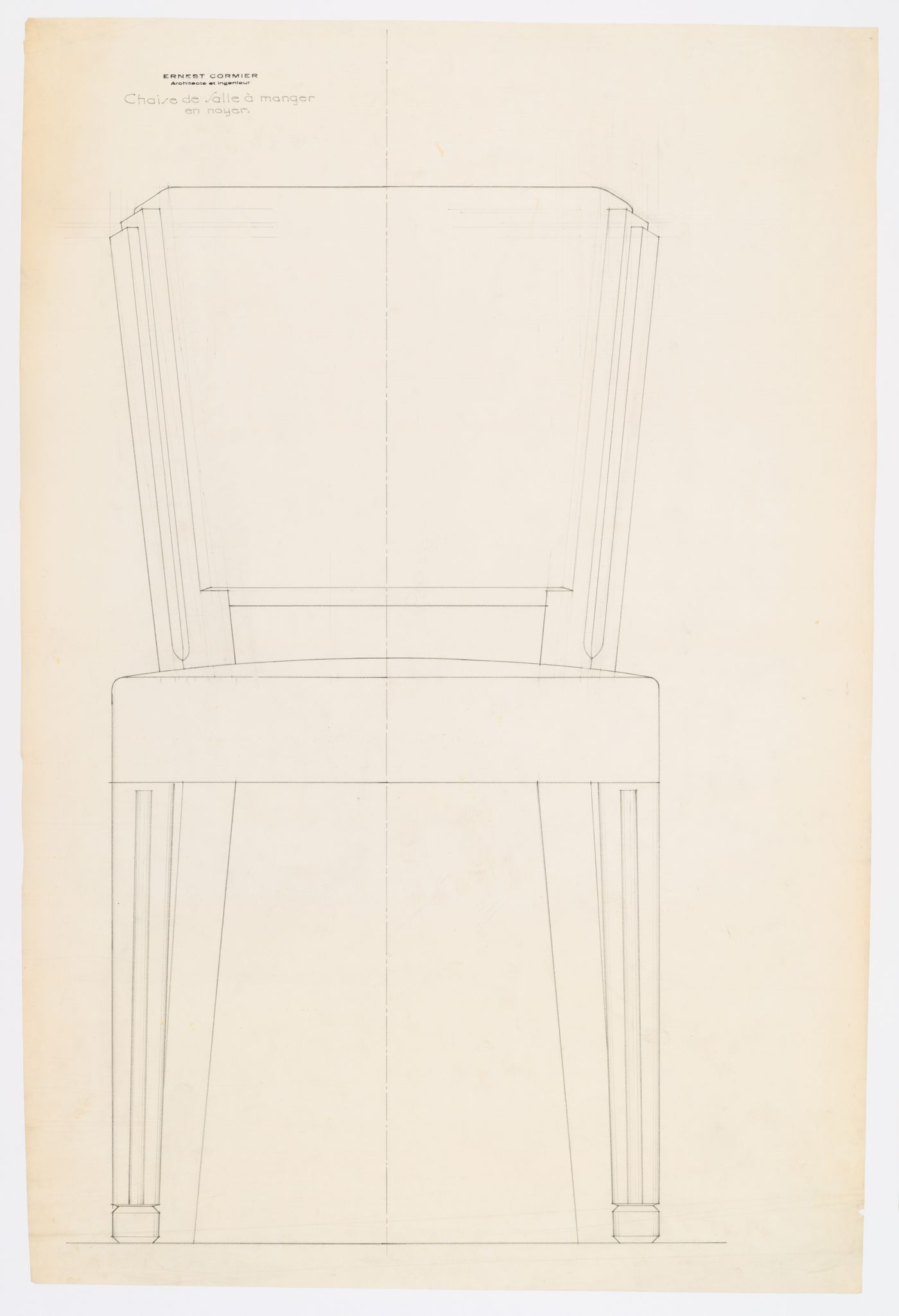 Détails d'une chaise de la salle à manger,  Résidence Ernest Cormier, 1418 Avenue des Pins Ouest, Montréal, Canada (1929-1957)