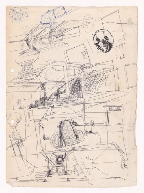 Sketch perspectives with portrait for Galeria do Antiquário, Campo Alegre, Porto, Portugal