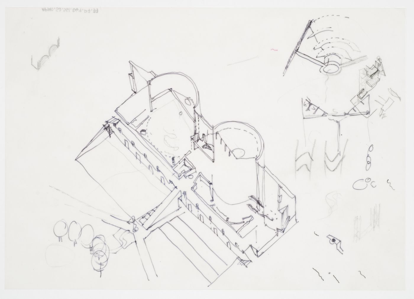 Biblioteca pubblica, Latina, Italy: cutaway axonometric