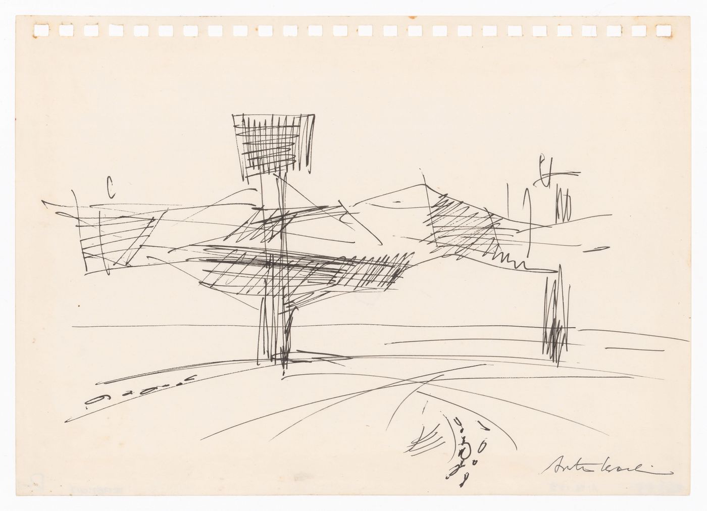 Sketch for the Clusters in the Air Project, Tokyo: General view