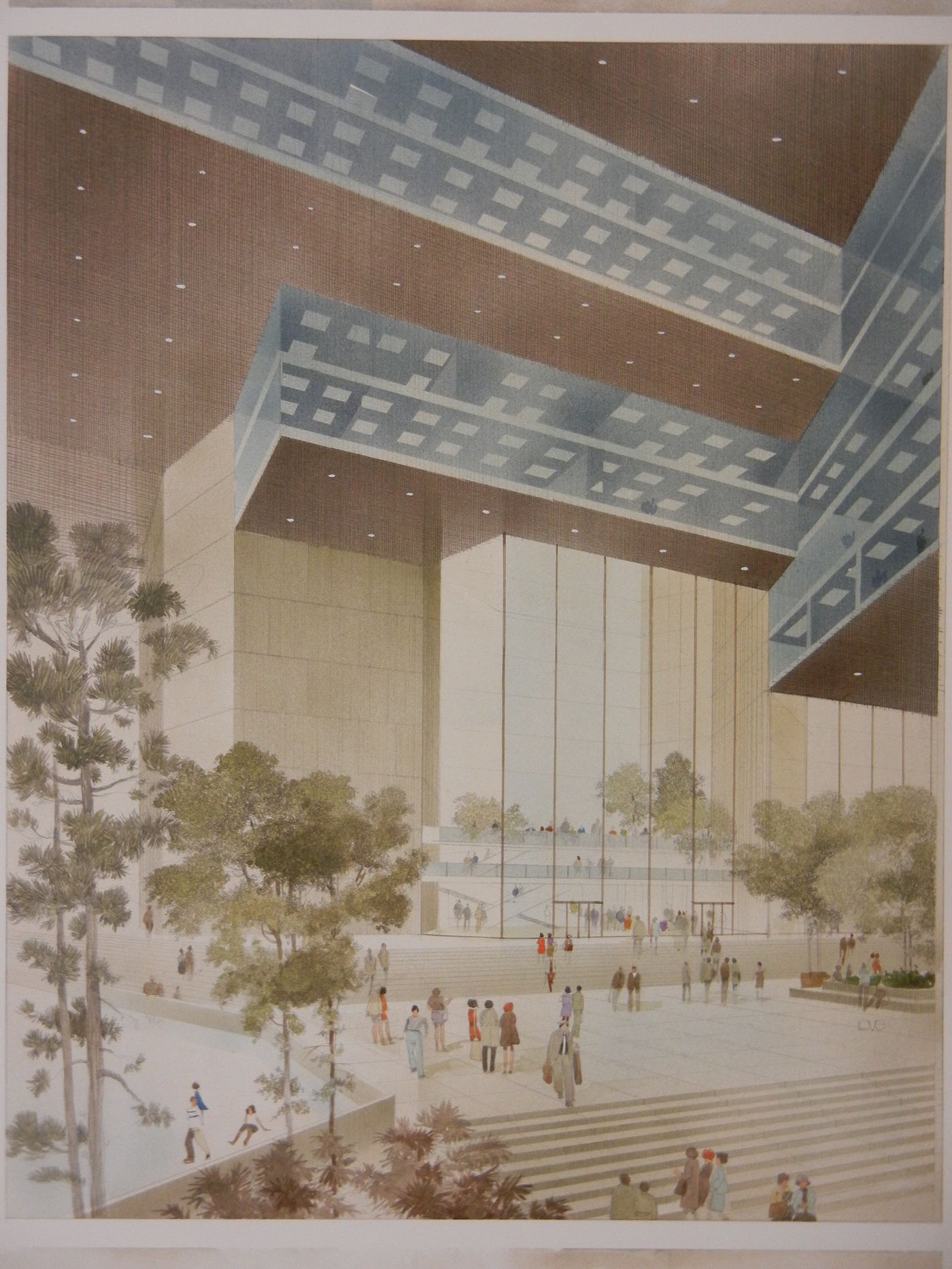 Perspective showing entrance and skating rink