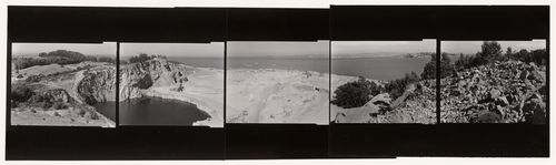 5 part panorama of a basalt quarry in San Pedro (California)