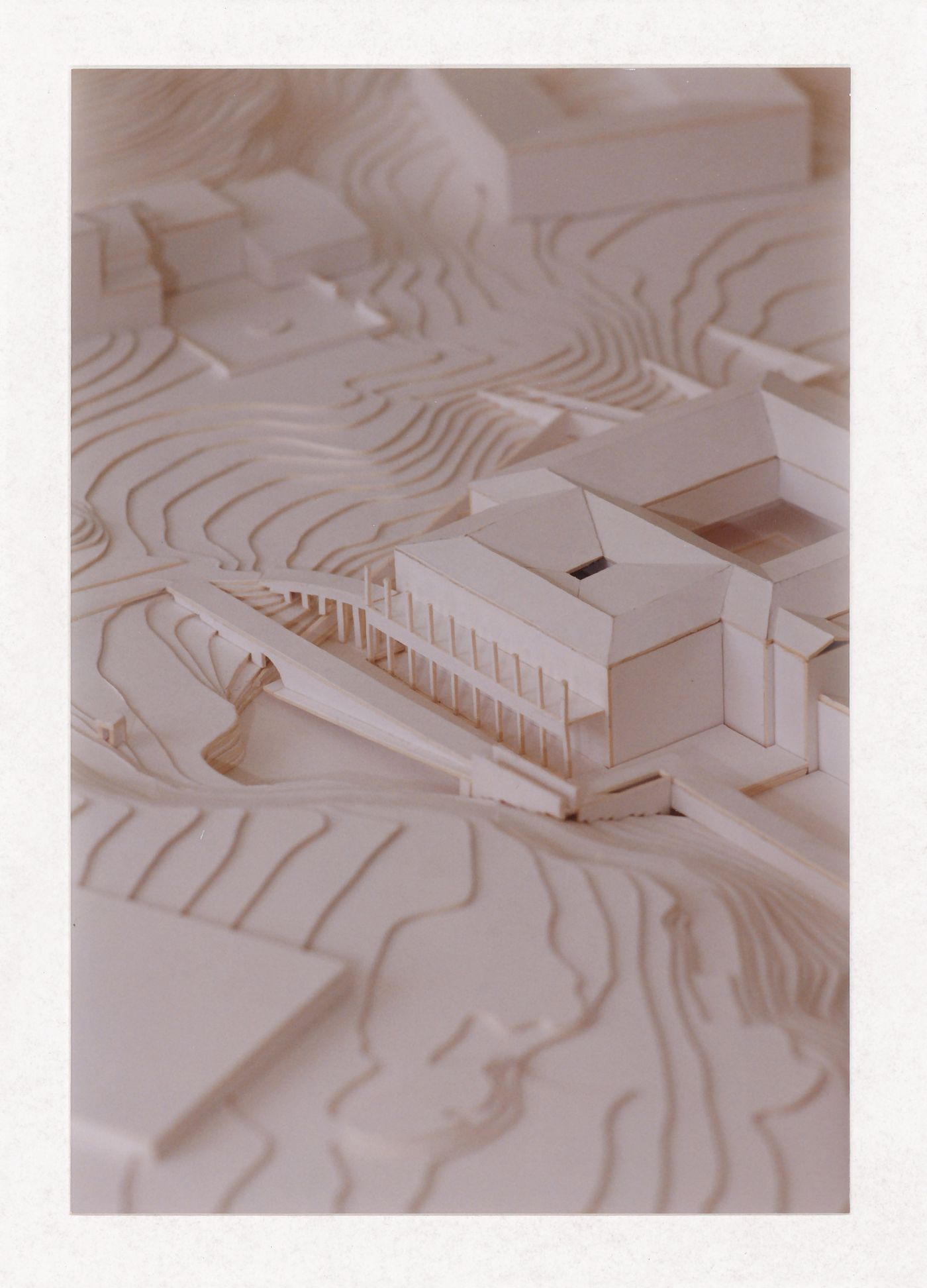View of model for Museu J. Paul Getty, Malibu, United States