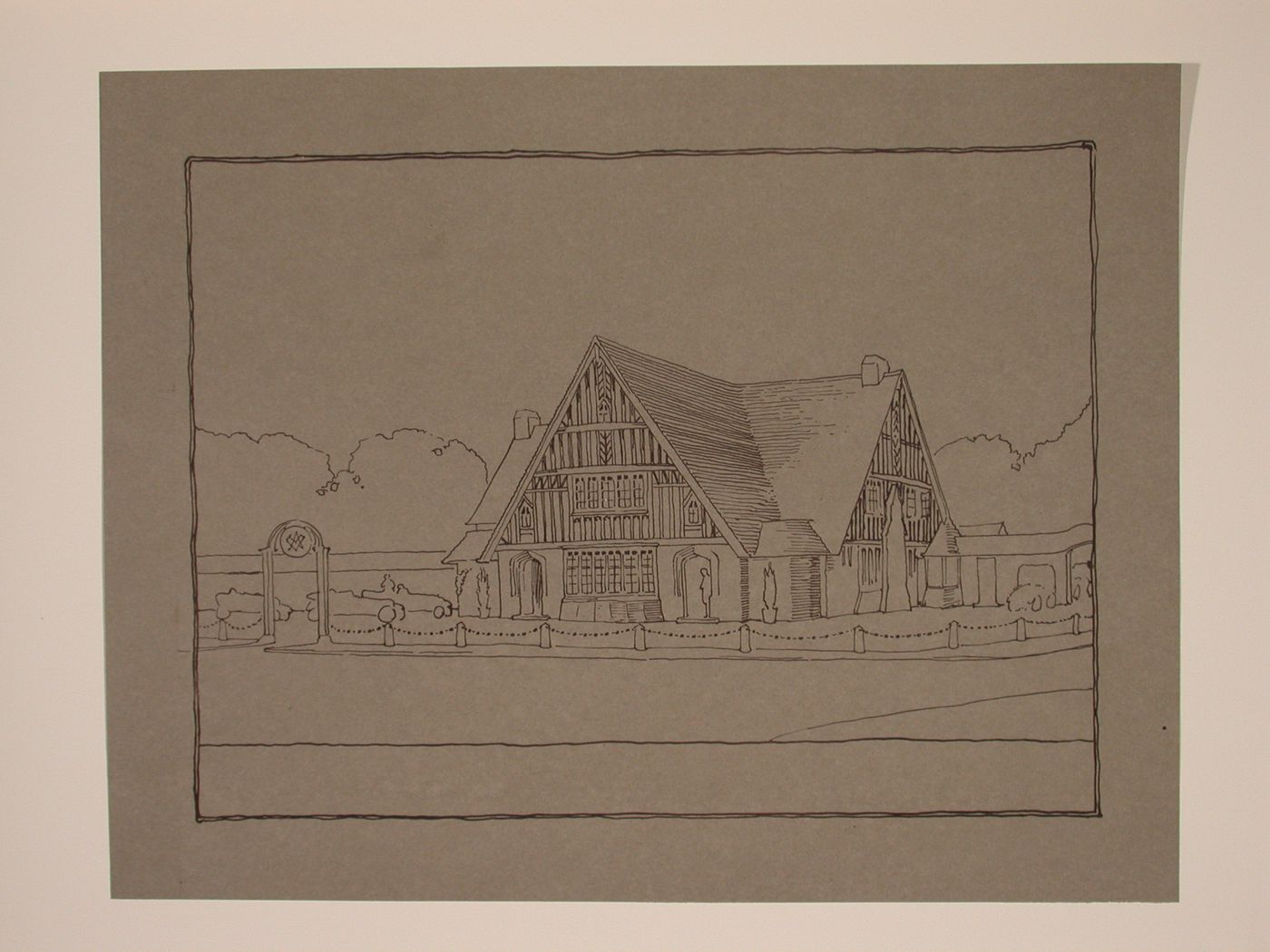 Perspectival view showing the proposed rebuilding of the Mason's Arms, Donisthorpe