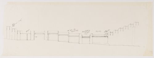Sketch, partial east section, Museum of Anthropology, University of British Columbia, Vancouver, British Columbia