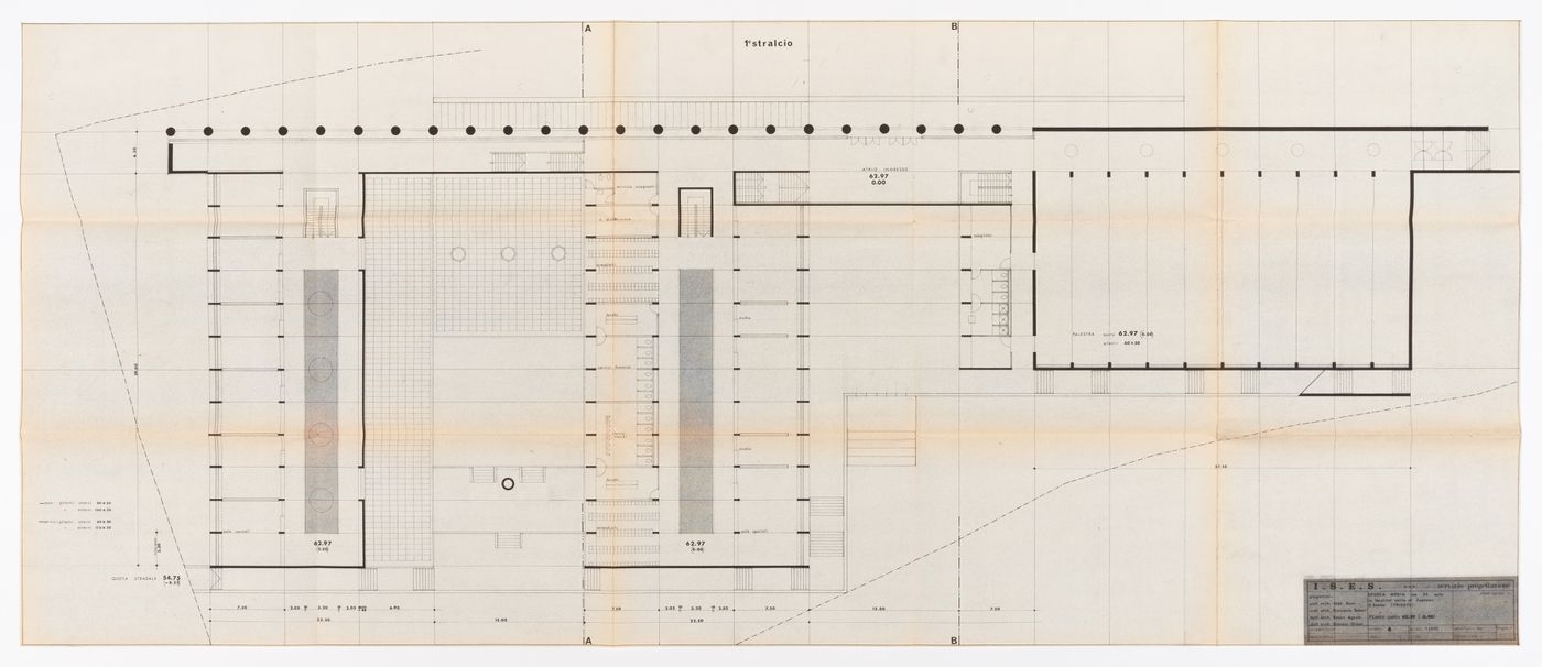 Middle school ("Scuola media") in San Sabba, Trieste, Italy: plan ("pianta quota 62.97 (0.00)")