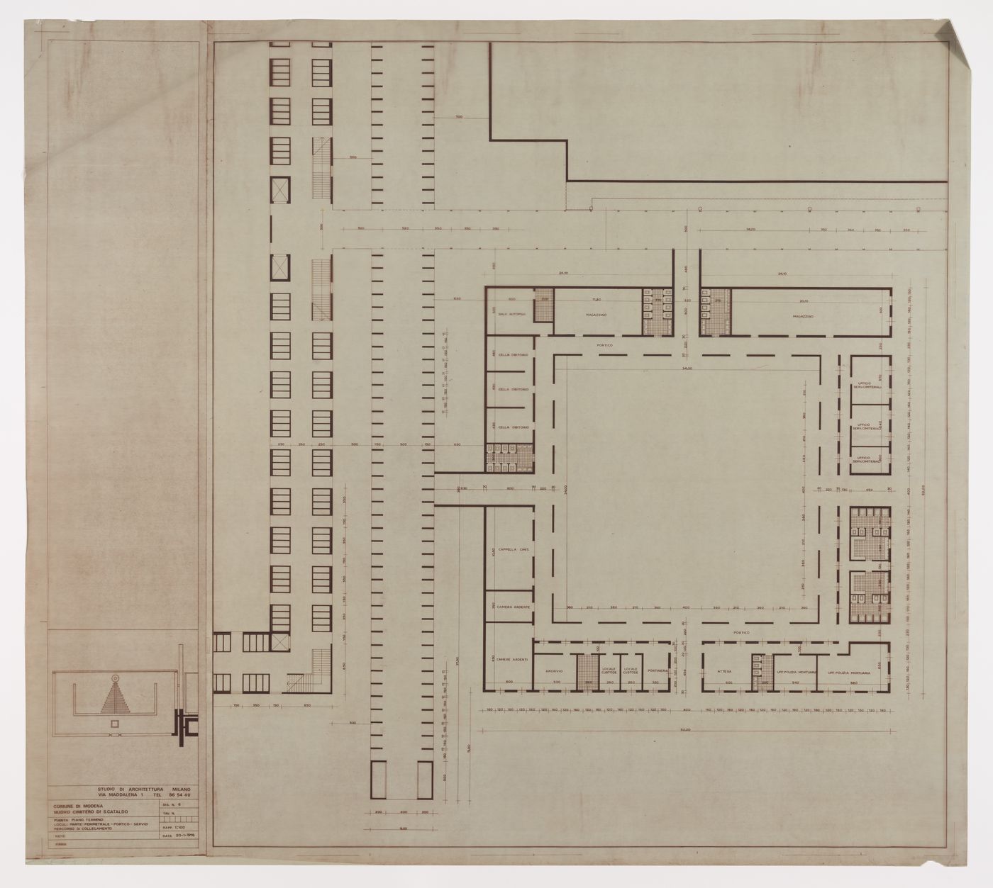 Ground floor plan, Nuovo cimitero San Cataldo, Modena, Italy