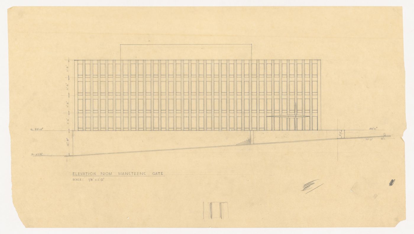 Elevation from Hansteens Gate for United States Embassy, Oslo, Norway