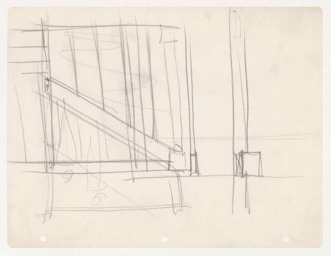 Sketch for a campus building for Illinois Institute of Technology, possibly an interior elevation