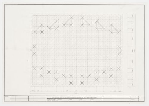 Ceiling plan showing column grid, Galaxy Toyama Gymnasium, Imizu, Toyama, Japan