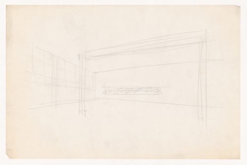 Perspective sketch showing truss for the Gymnasium