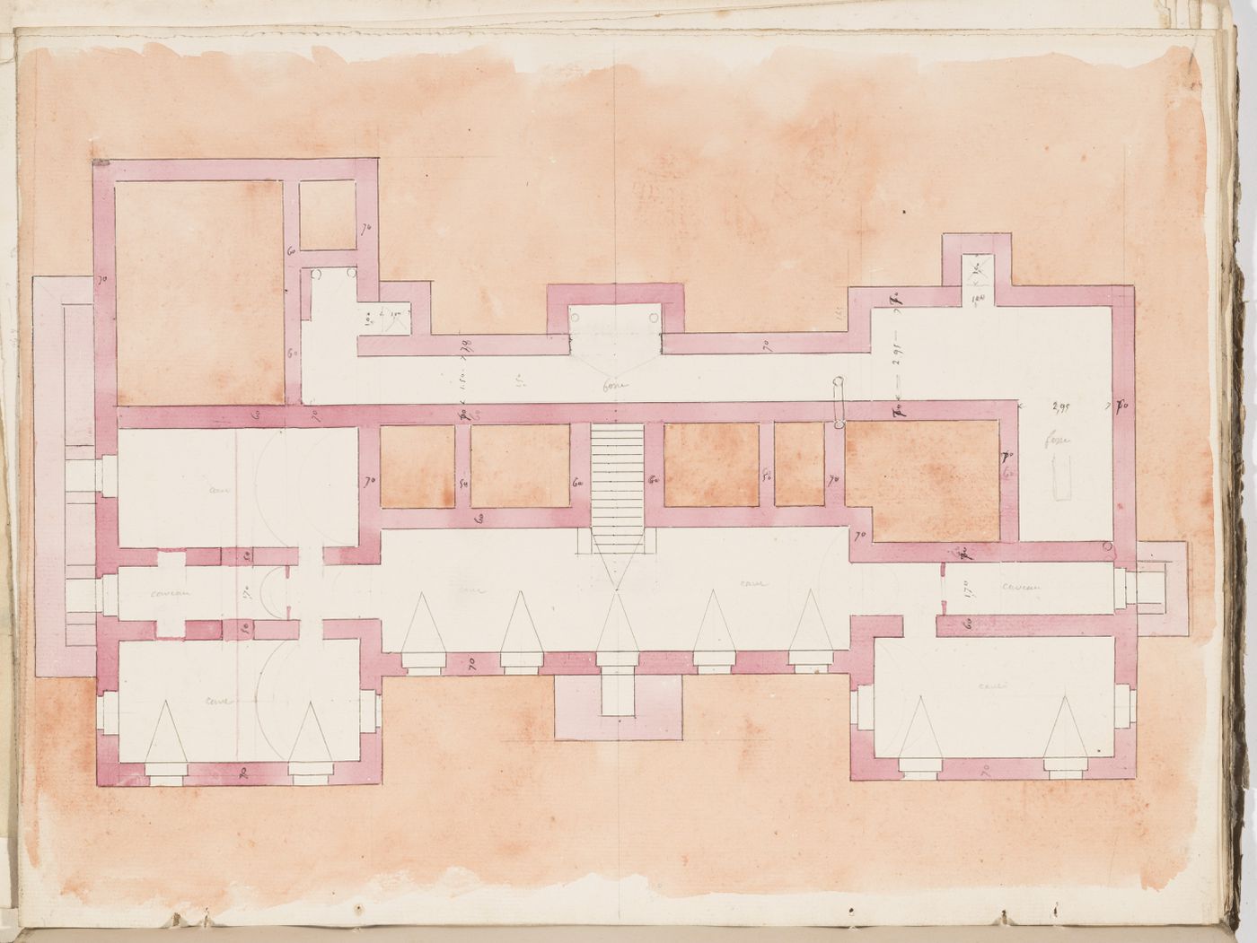 Project no. 7 for a country house for comte Treilhard: Foundation plan