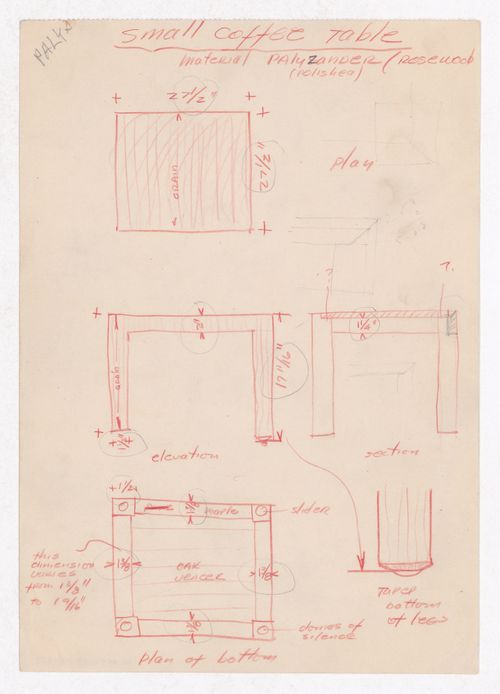 Various documents and drawings including furniture design and office renovation: File G 713