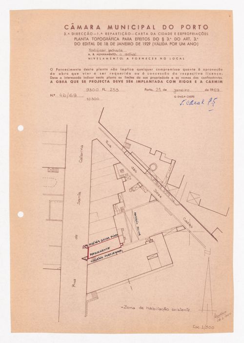 Plan prepared by Câmara Municipal de Porto for modifications to Loja "Mic Mac", Porto, Portugal