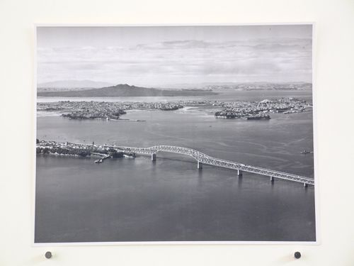 Aerial view of the Auckland Harbour Bridge, over the Waitematā Harbour, Auckland, New Zealand