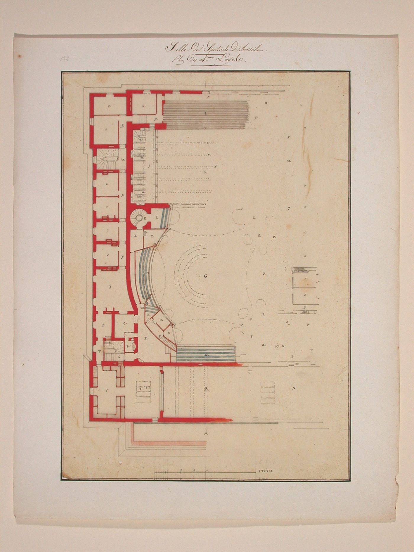 Plan of fourth loge level of the Grand Theatre de Marseille