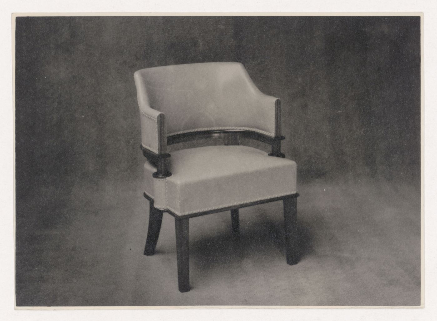 View of an armchair designed by J.J.P. Oud for the director's office of the Shell Building, The Hague, Netherlands