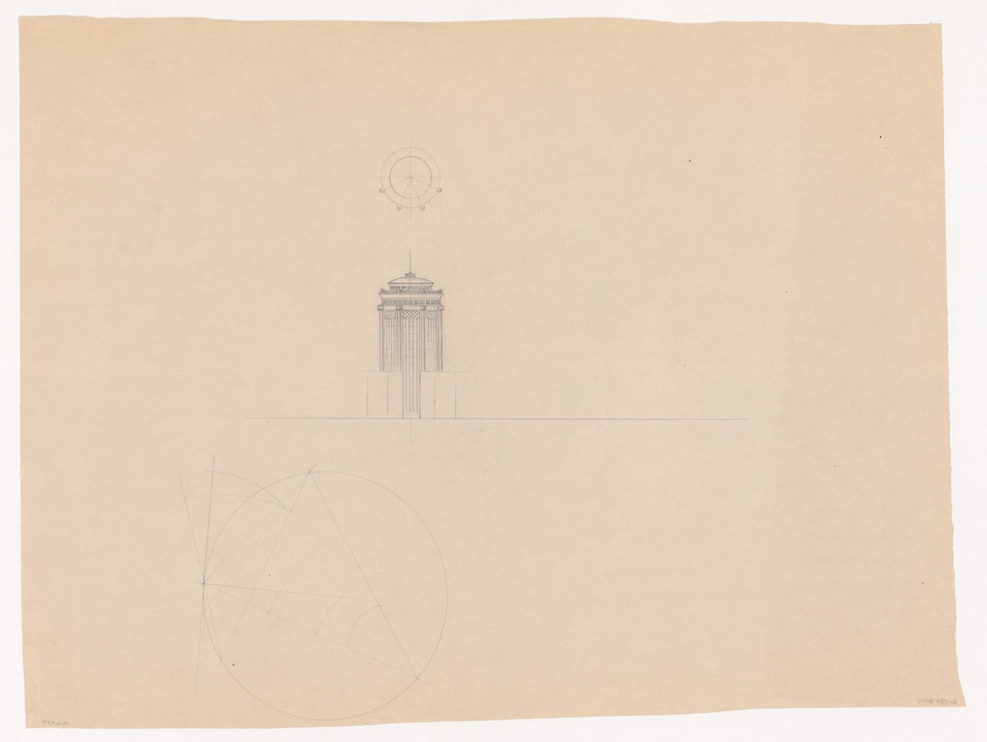 Elevation and roof plan for Industriegebouw Plan B for the reconstruction of the Hofplein (city centre), Rotterdam, Netherlands