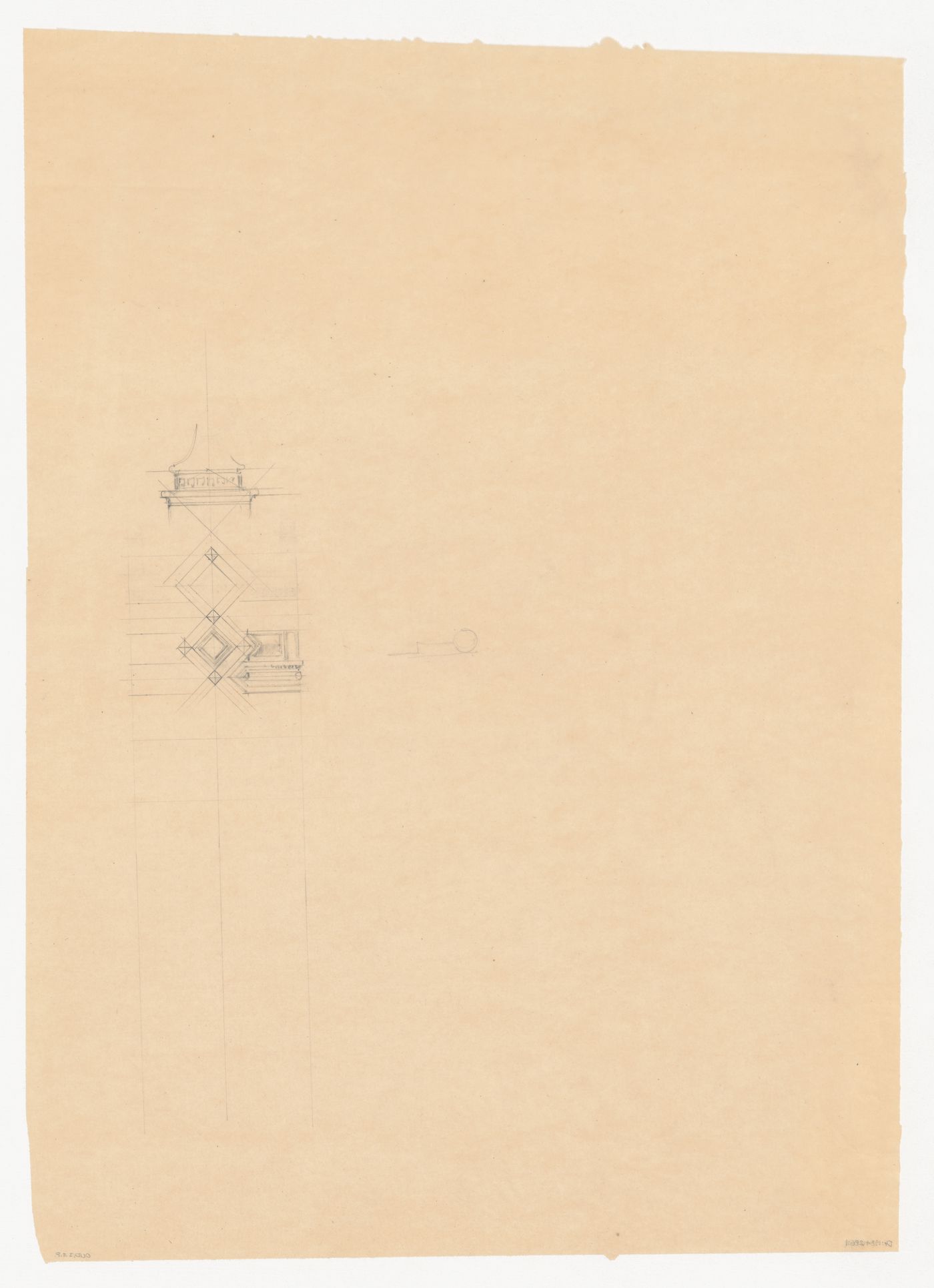 Elevation for a tower for a model for a city hall for the reconstruction of the Hofplein (city centre), Rotterdam, Netherlands