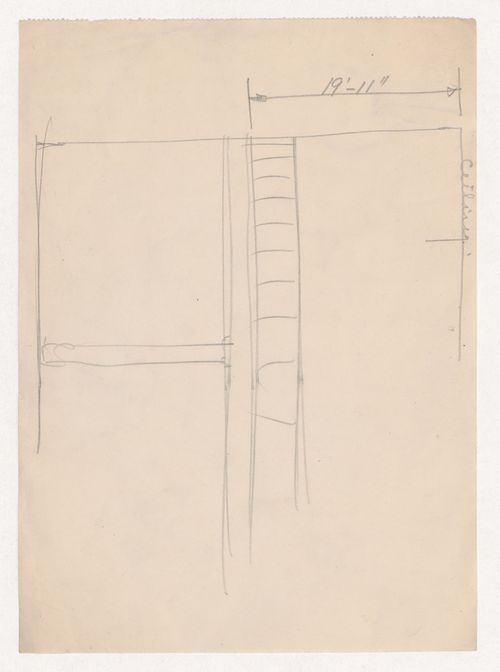 Partial sketch section, probably for a campus building for Illinois Institute of Technology