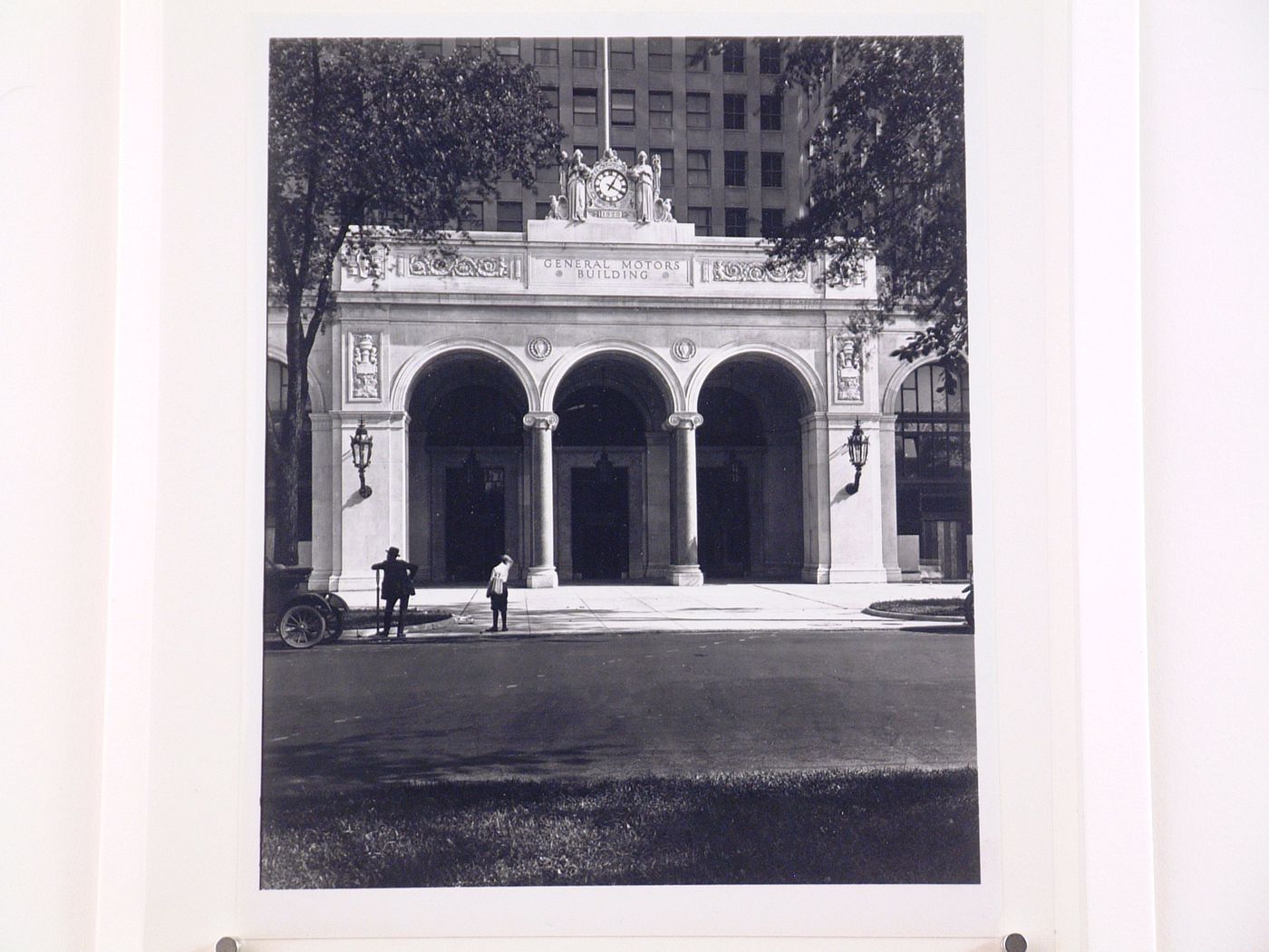 View of the main entrance of the General Motors Building, 3044 West Grand Boulevard, Detroit, Michigan