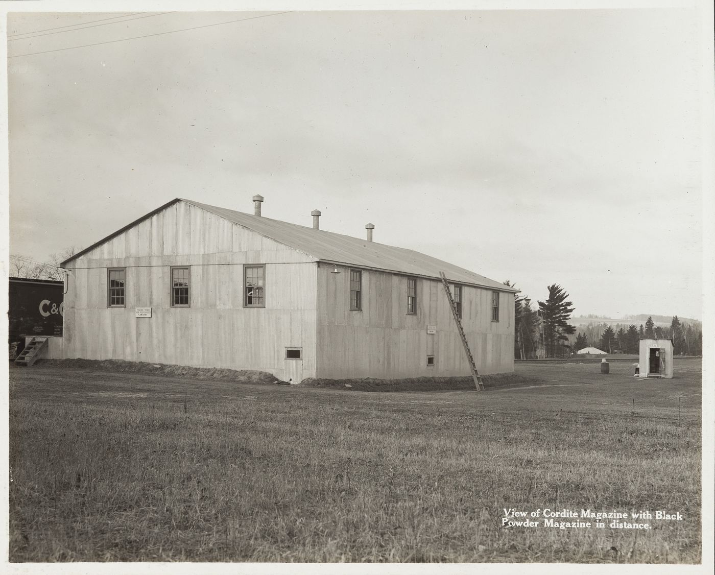 Exterior view of cordite magazine at the Energite Explosives Plant No. 3, the Shell Loading Plant, Renfrew, Ontario, Canada