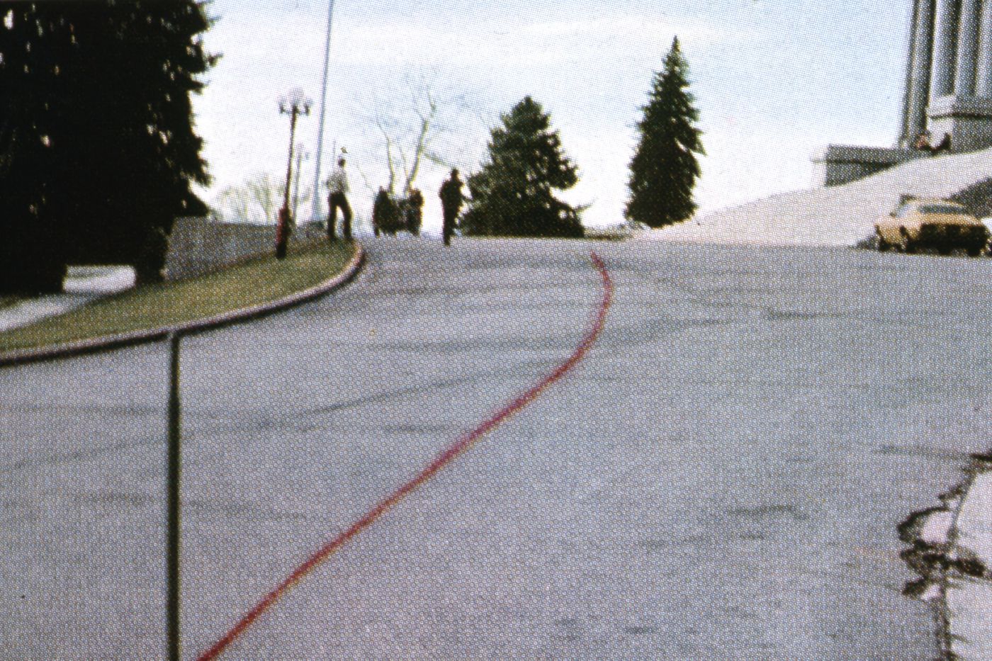 Photograph showing line on road for Red Line