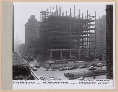 Seagram building under construction, 375 Park avenue, New York, N.Y., east view