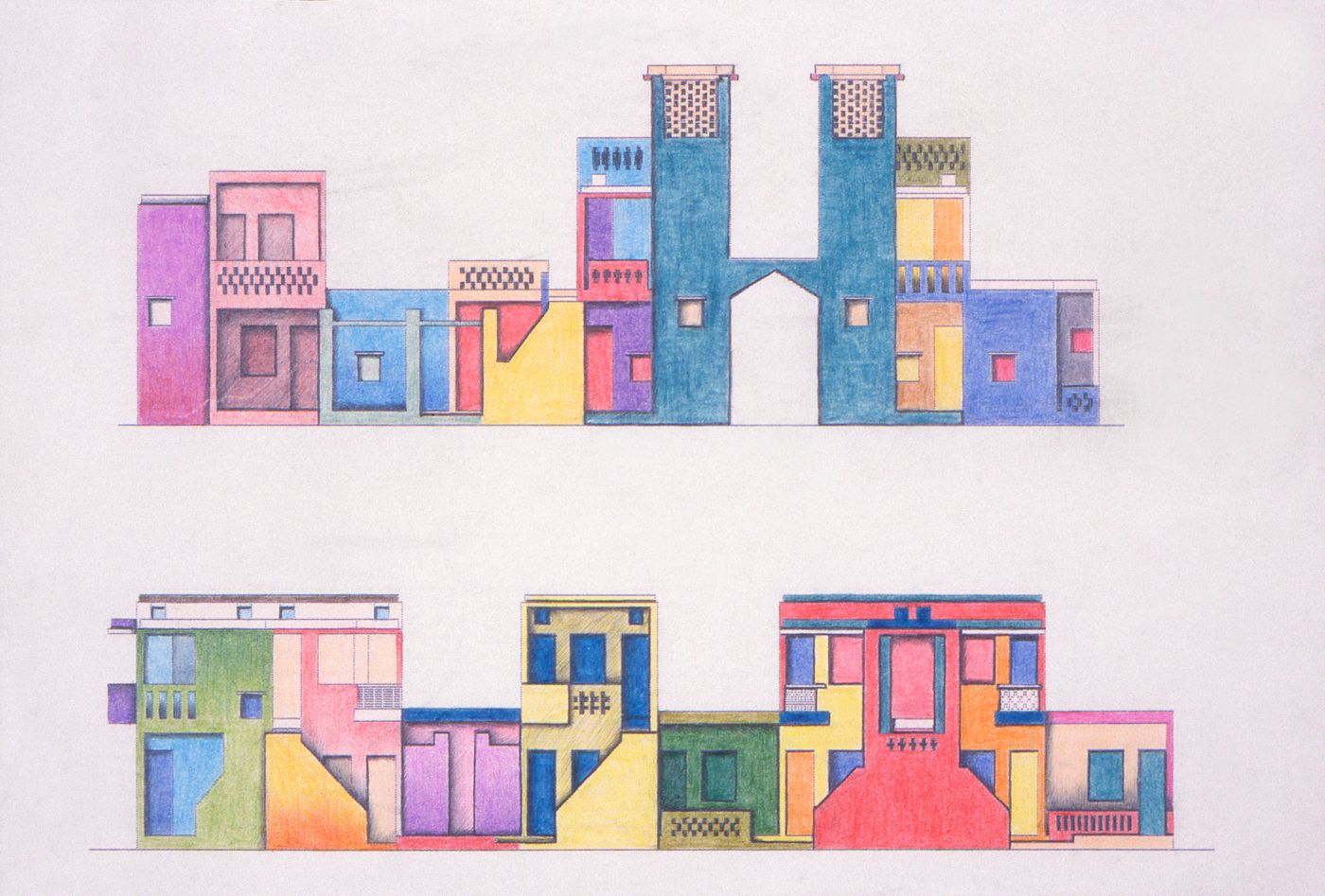 Presentation drawing for the McGill layout for the Aranya Housing Project in Aranya, India