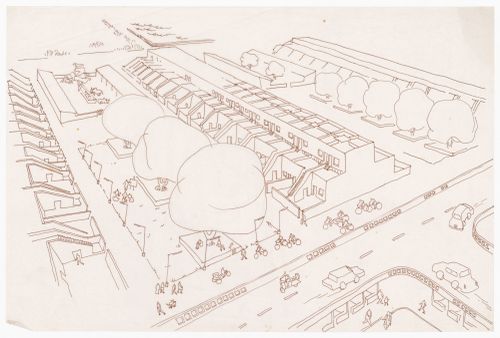 Axonometric drawing of city blocks for Linear city, Chandigarh, India