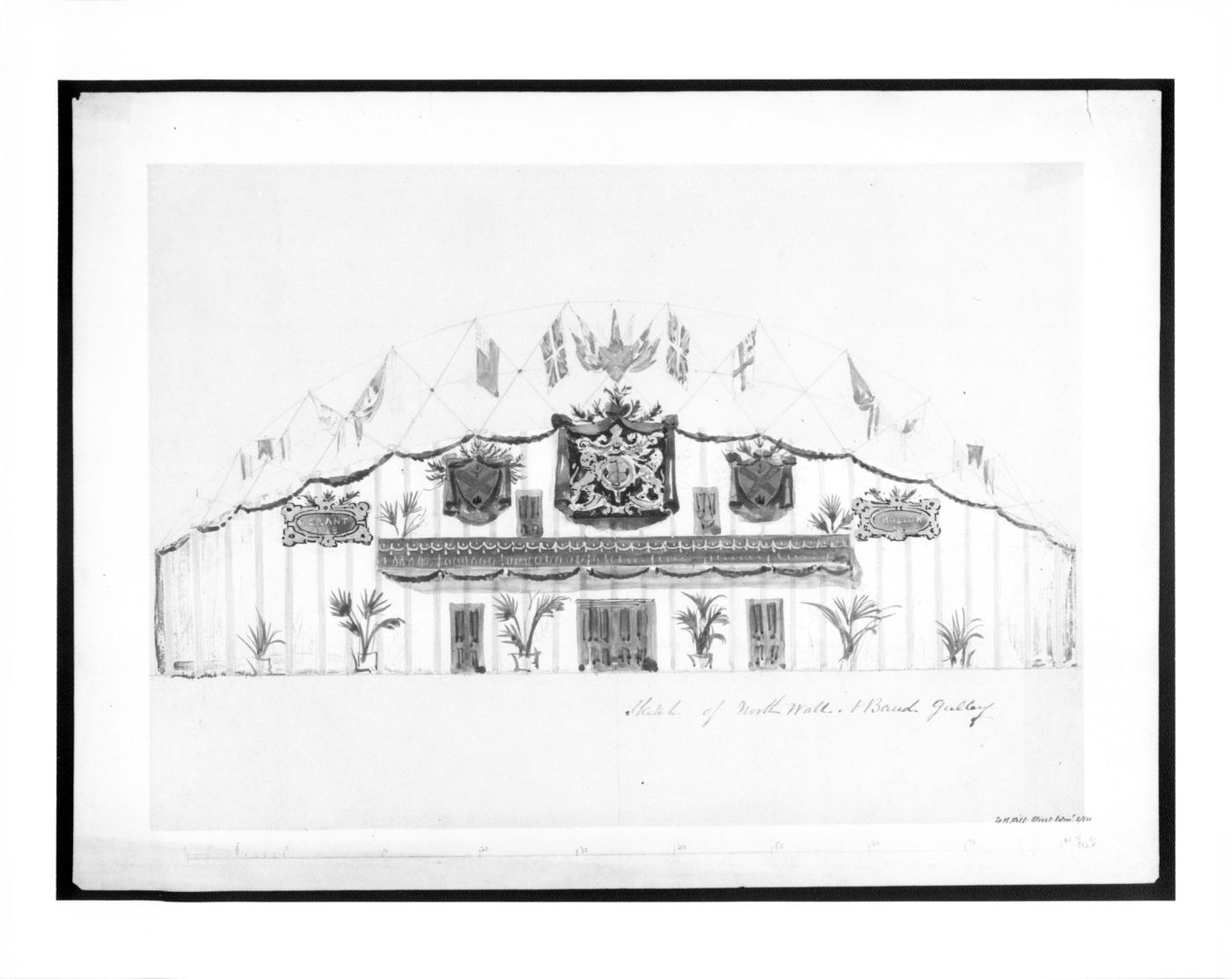 Design for temporary decorations for a visit of Prime Minister Gladstone to Edinburgh University
