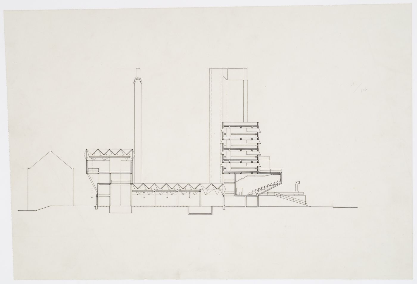 Leicester University Engineering Building, Leicester, England: section