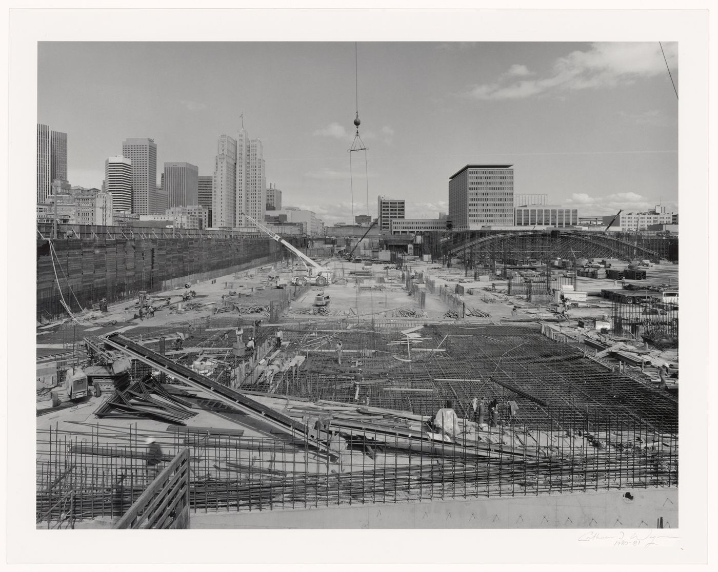 View of the George R. Moscone Convention Center under construction, San Francisco, California, United States