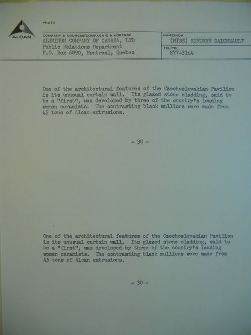 Description of the Czechoslovak National Pavilion, Expo 67, Montréal, Québec