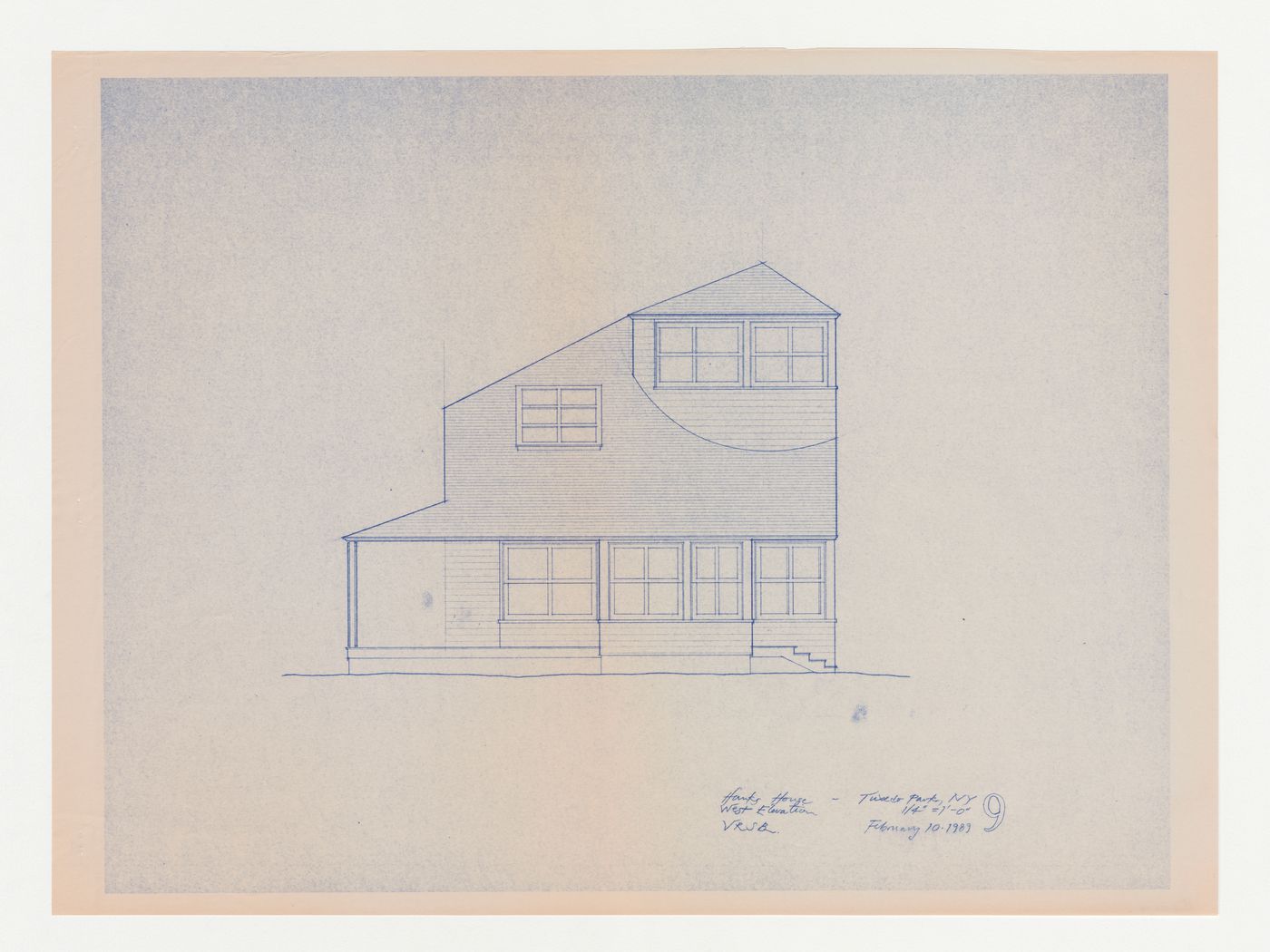 West elevation for the Hanks-Paré Residence, Tuxedo Park, New York