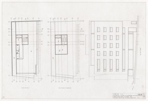 Floor plans and elevation for Remodelação do Cinema Condes, Lisbon, Portugal