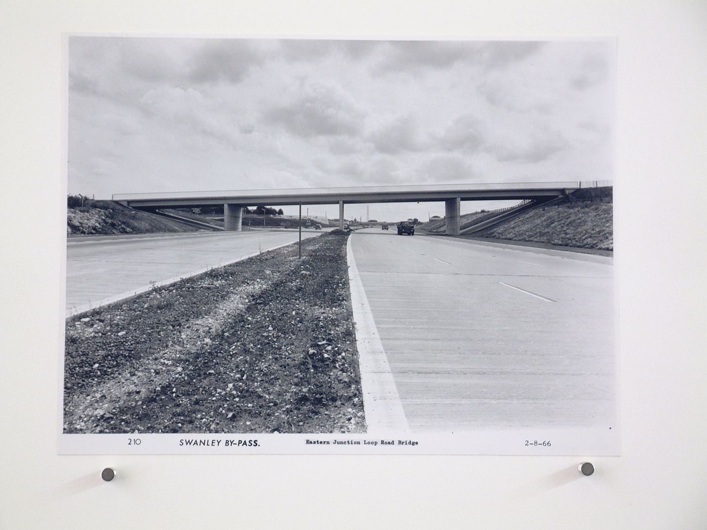 View of eastern junction loop road bridge, during construction of the Swanley Bypass, England