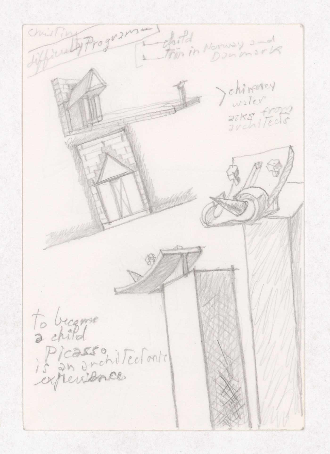 Sketch details and notes for Kolonihaven - The International Challenge, Copenhagen, Denmark; verso: Sketch details for Kolonihaven - The International Challenge, Copenhagen, Denmark