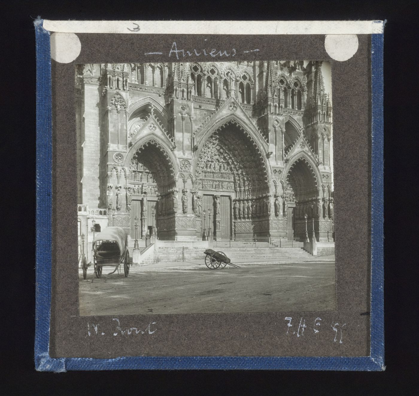 View of west façade of Cathédrale d’Amiens from northwest, Amiens, France