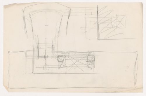 Sketch plan for an auditorium and connected building for Illinois Institute of Technology