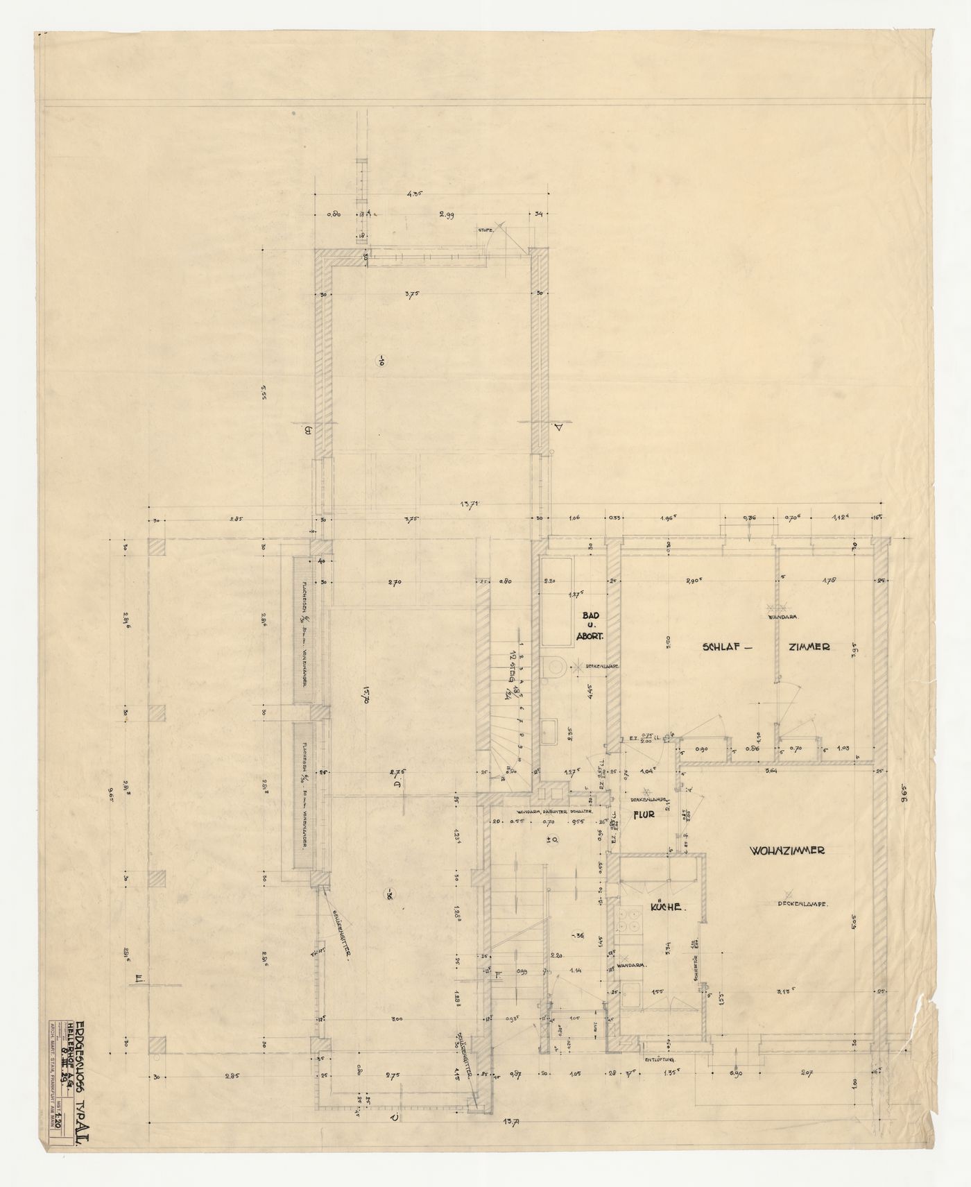 Ground floor plan for a type AL housing unit, Hellerhof Housing Estate, Frankfurt am Main, Germany